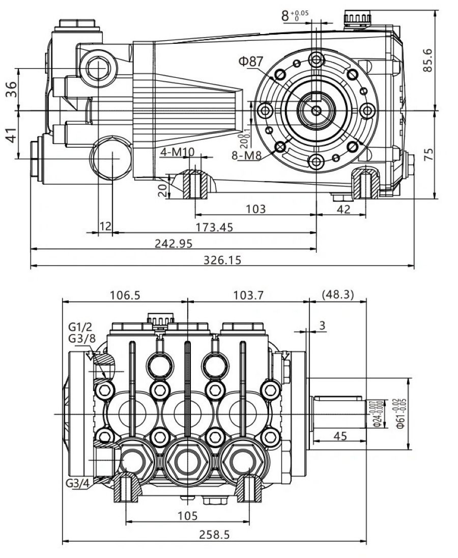 Насос высокого давления TOR ZA1520N, 200 бар, 5400 Вт, 900 л/ч