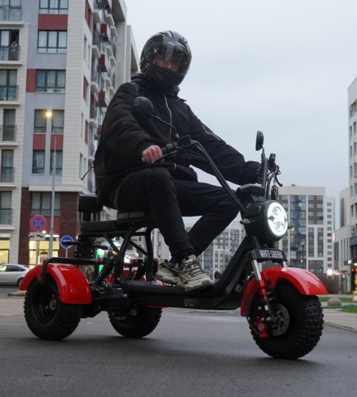 Электротрицикл WHITE SIBERIA TRIKE MINI RED 1500W Шоссейные колёса