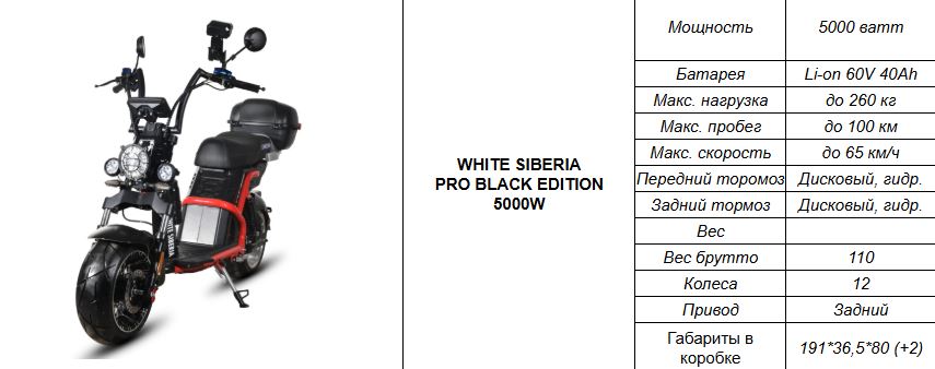 Электроскутер PRO Black Edition 5000W