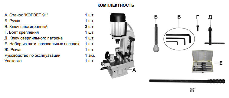 Долбежный станок Корвет 91, 370 Вт, 220В