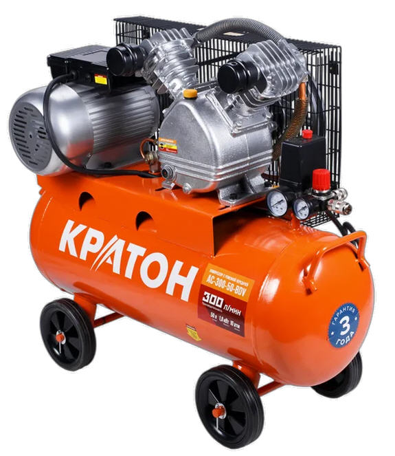 Компрессор ременной Кратон AC-300-50-BDV, 1,8 кВт, 10 бар, 220В, 2 поршня