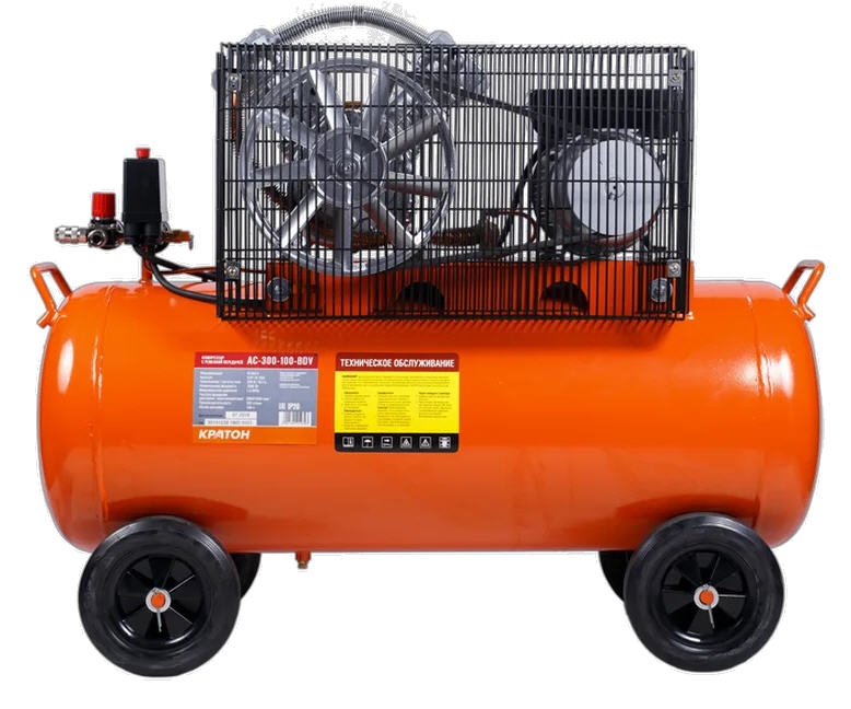 Компрессор ременной Кратон AC-300-100-BDV, 1,8 кВт, 100 л., 220В, 2 поршня