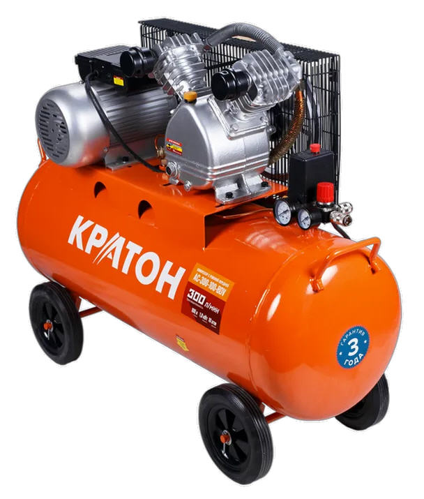Компрессор ременной Кратон AC-300-100-BDV, 1,8 кВт, 100 л., 220В, 2 поршня