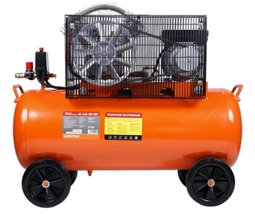 Компрессор ременной Кратон AC-440-100-BDV, 2,2 кВт, 100 л., 220В, 2 поршня