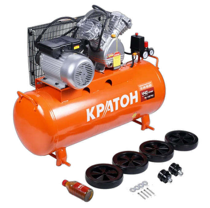 Компрессор ременной Кратон AC-440-100-BDV, 2,2 кВт, 100 л., 220В, 2 поршня