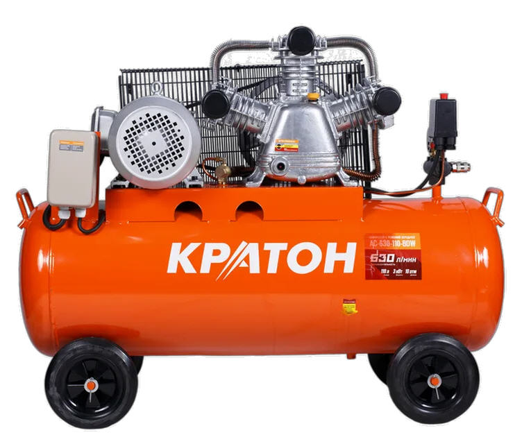 Компрессор ременной Кратон AC-630-110-BDW, 3 кВт, 110 л., 380В, 3 поршня