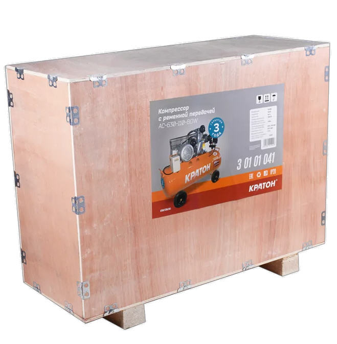 Компрессор ременной Кратон AC-630-110-BDW, 3 кВт, 110 л., 380В, 3 поршня