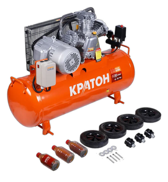 Компрессор ременной Кратон AC-630-110-BDW, 3 кВт, 110 л., 380В, 3 поршня