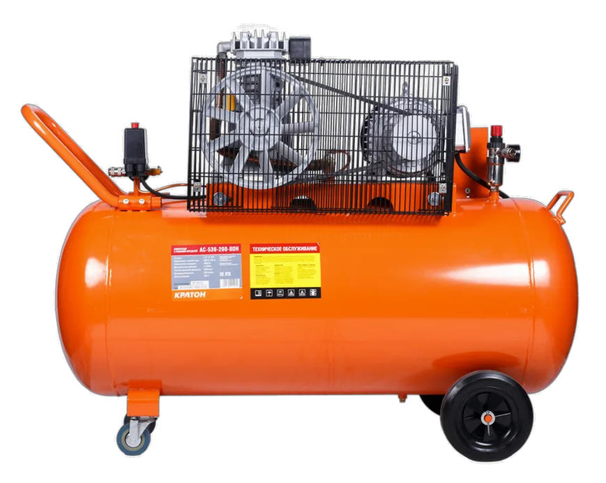 Компрессор ременной Кратон AC-530-200-BDH, 3 кВт, 200 л., 380В, 2 поршня