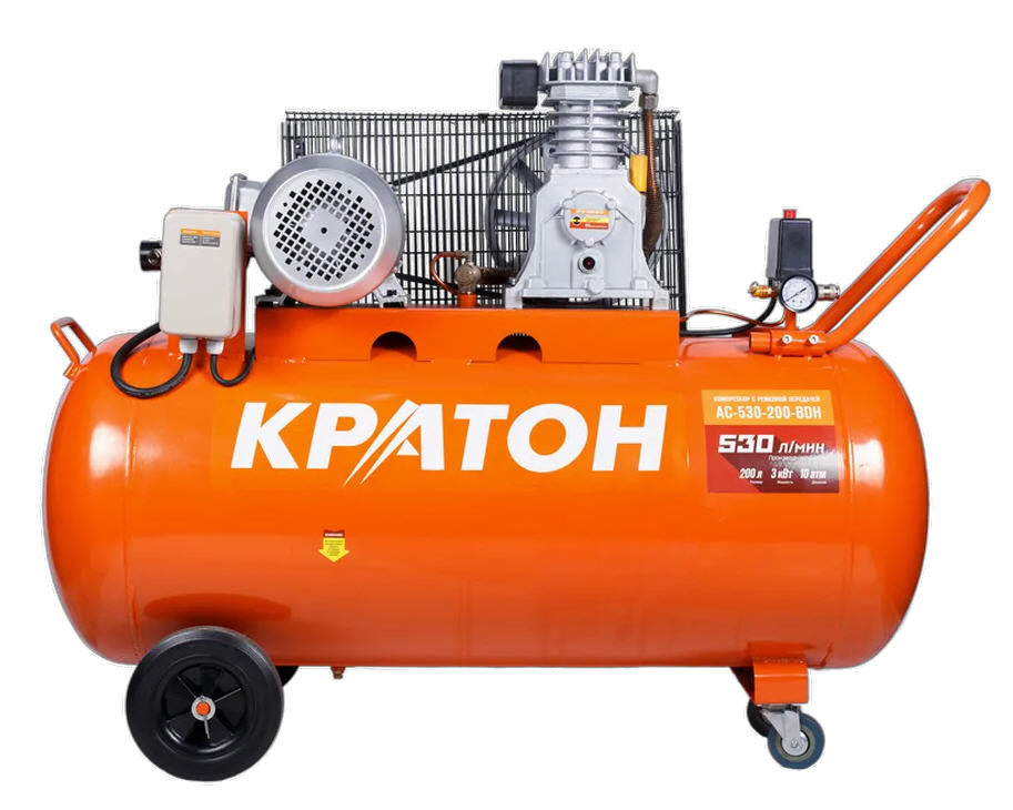 Компрессор ременной Кратон AC-530-200-BDH, 3 кВт, 200 л., 380В, 2 поршня