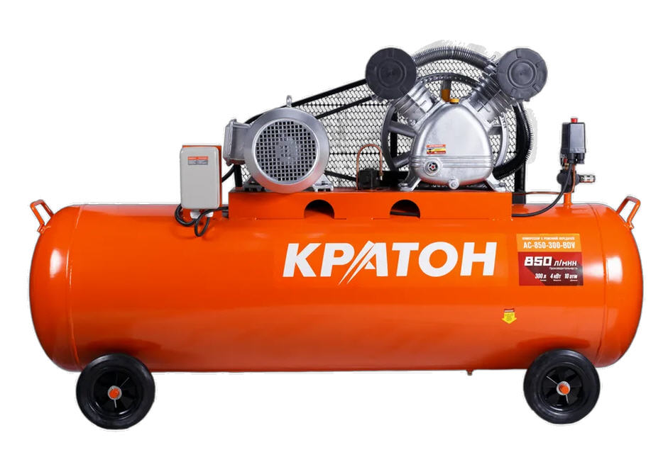 Компрессор ременной Кратон AC-850-300-BDV, 4 кВт, 300 л., 380В, 2 поршня