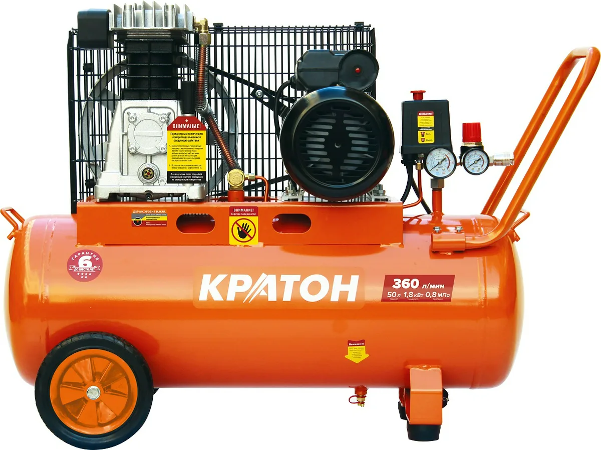 Компрессор ременной Кратон AC-360-50-BDV, 1,8 кВт, 8 бар, 220В, 2 поршня