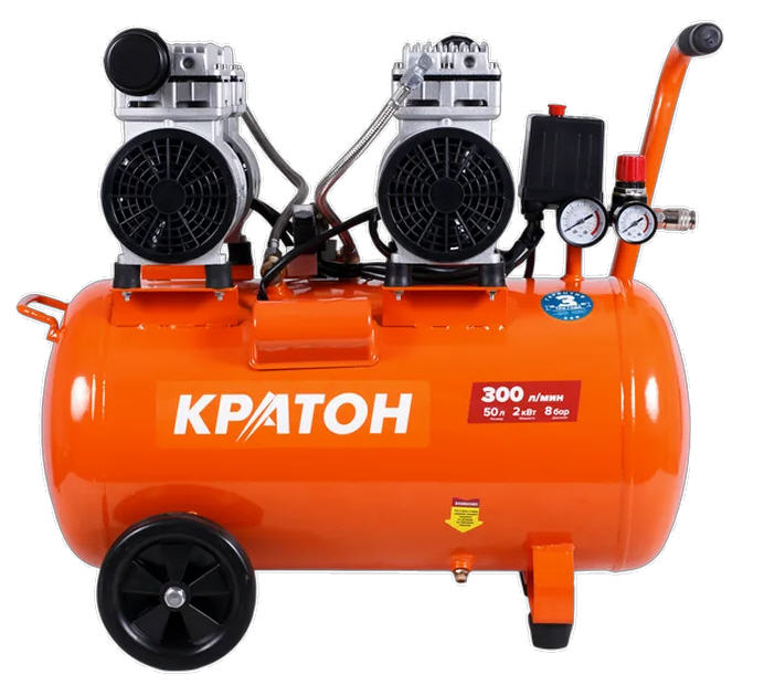 Компрессор безмасляный Кратон AC-300-50-OFS, 2 кВт, 8 бар, 220В, 4 поршня