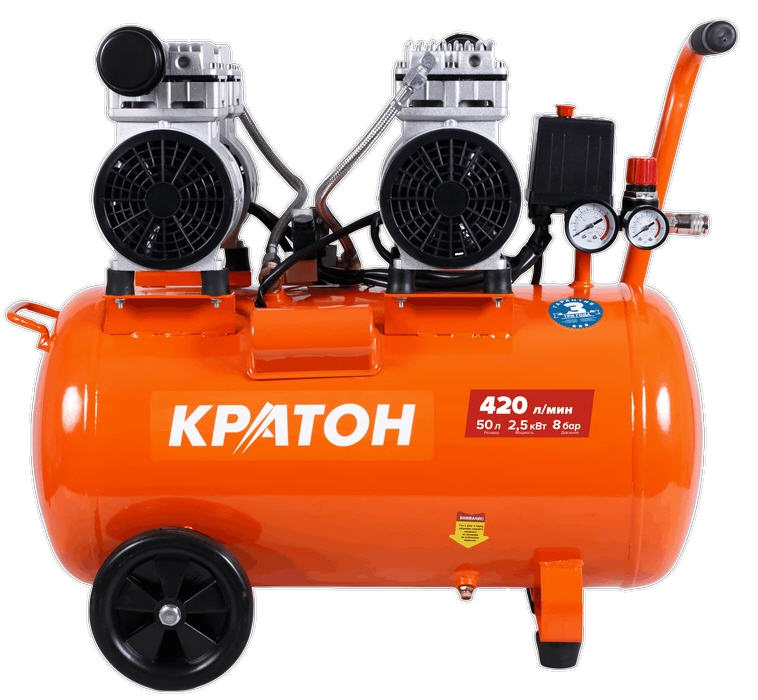 Компрессор безмасляный Кратон AC-420-50-OFHS, 2.5 кВт, 10 бар, 220В, 4 поршня