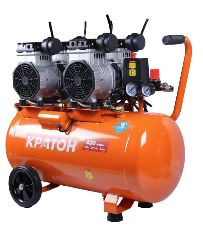 Компрессор безмасляный Кратон AC-420-50-OFHS, 2.5 кВт, 10 бар, 220В, 4 поршня