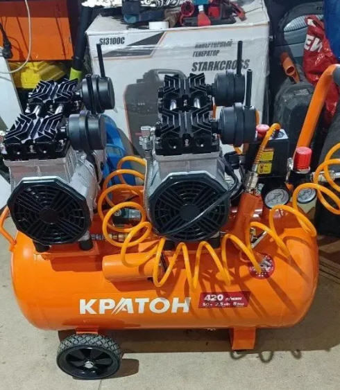 Компрессор безмасляный Кратон AC-420-50-OFHS, 2.5 кВт, 10 бар, 220В, 4 поршня