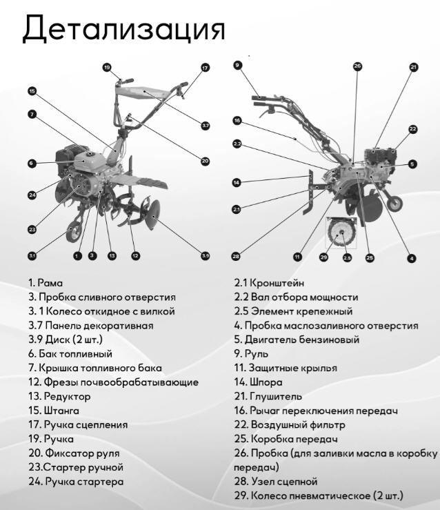 Мотоблок Кратон GM-PTO-9,0-1020, 9,0 л.с., колёса 4х10