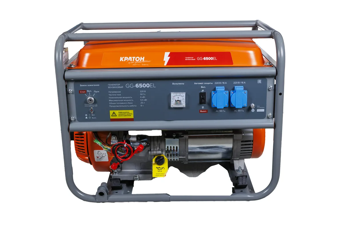 Генератор бензиновый Кратон GG-6500EL, 6.5кВт, электростартер