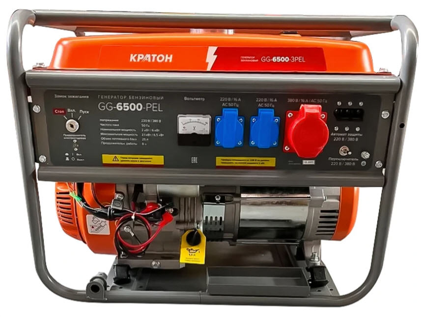 Генератор бензиновый Кратон GG-6500-3РEL, 6.5 кВт, 380В, электростартер