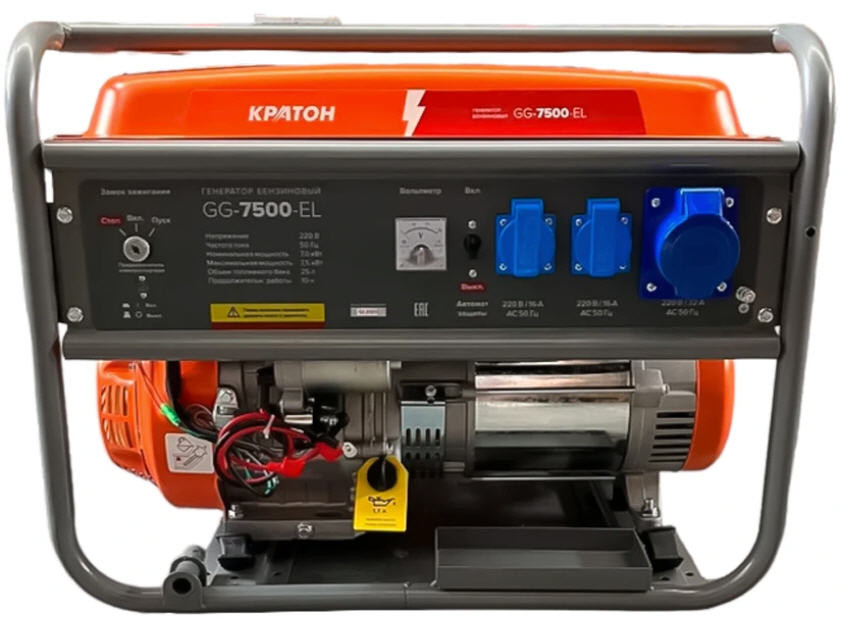 Генератор бензиновый Кратон GG-7500-EL, 7.5 кВт, 220В, электростартер