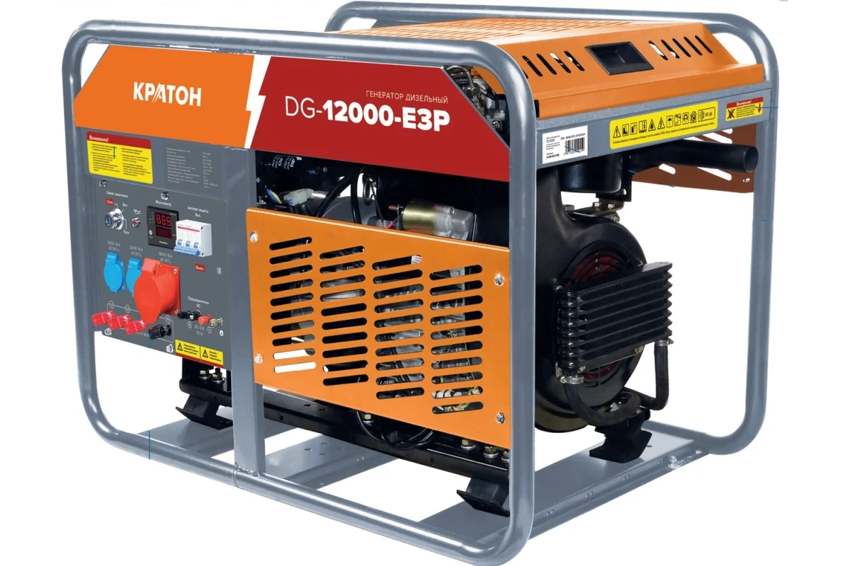 Дизельный генератор Кратон DG-12000-E3P, 11кВт, 220В/380В, 954 см3 с AVR