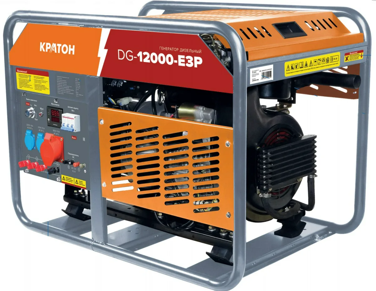 Дизельный генератор Кратон DG-12000-E3P, 11кВт, 220В/380В, 954 см3 с AVR