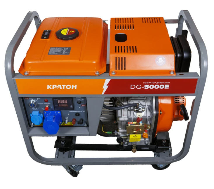 Дизельный генератор Кратон DG-5000E, 5 кВт, 220В, 406 см3, колеса