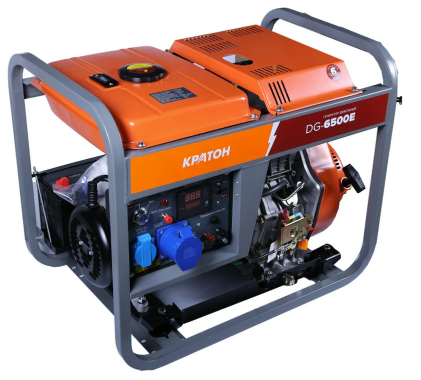 Дизельный генератор Кратон DG-6500E, 6кВт, 220В, 455 см3, колеса