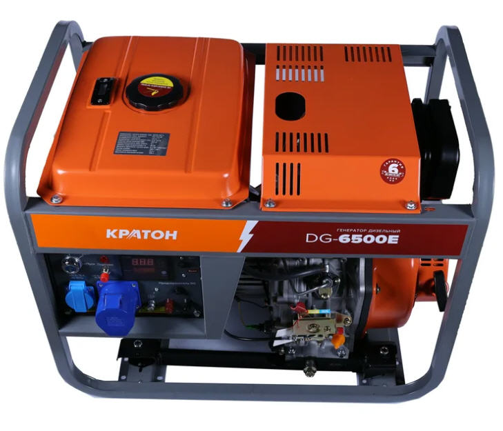 Дизельный генератор Кратон DG-6500E, 6кВт, 220В, 455 см3, колеса