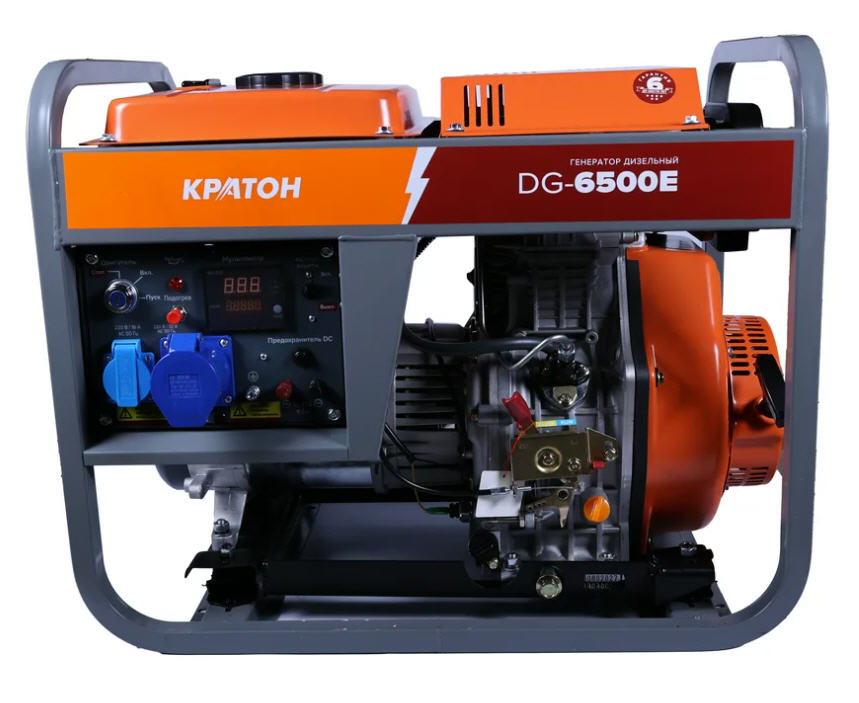 Дизельный генератор Кратон DG-6500E, 6кВт, 220В, 455 см3, колеса