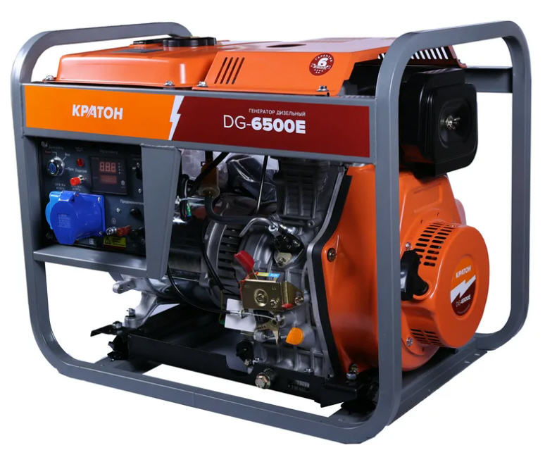 Дизельный генератор Кратон DG-6500E, 6кВт, 220В, 455 см3, колеса